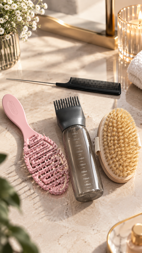 برس بدن خشک برای رفع سلولیت + اپلیکاتور روغن تراپی + برس گره بازکن مو + شانه دم باریک